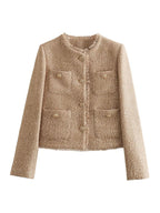 Elegant Bouclé Jakke til Kvinder - Beige, Sort, Rød, Hvid - Klassisk Design — Image 3