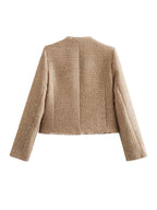 Elegant Bouclé Jakke til Kvinder - Beige, Sort, Rød, Hvid - Klassisk Design — Image 4