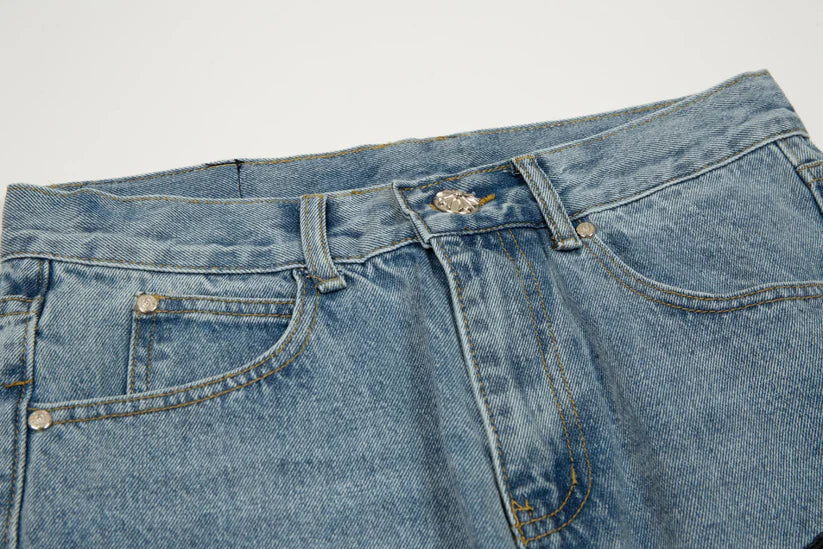 Chrome Hearts Herre Denim Jeans Blå Kryds Applikationer Bomuld — Image 4