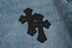 Chrome Hearts Herre Denim Jeans Blå Kryds Applikationer Bomuld — Image 7